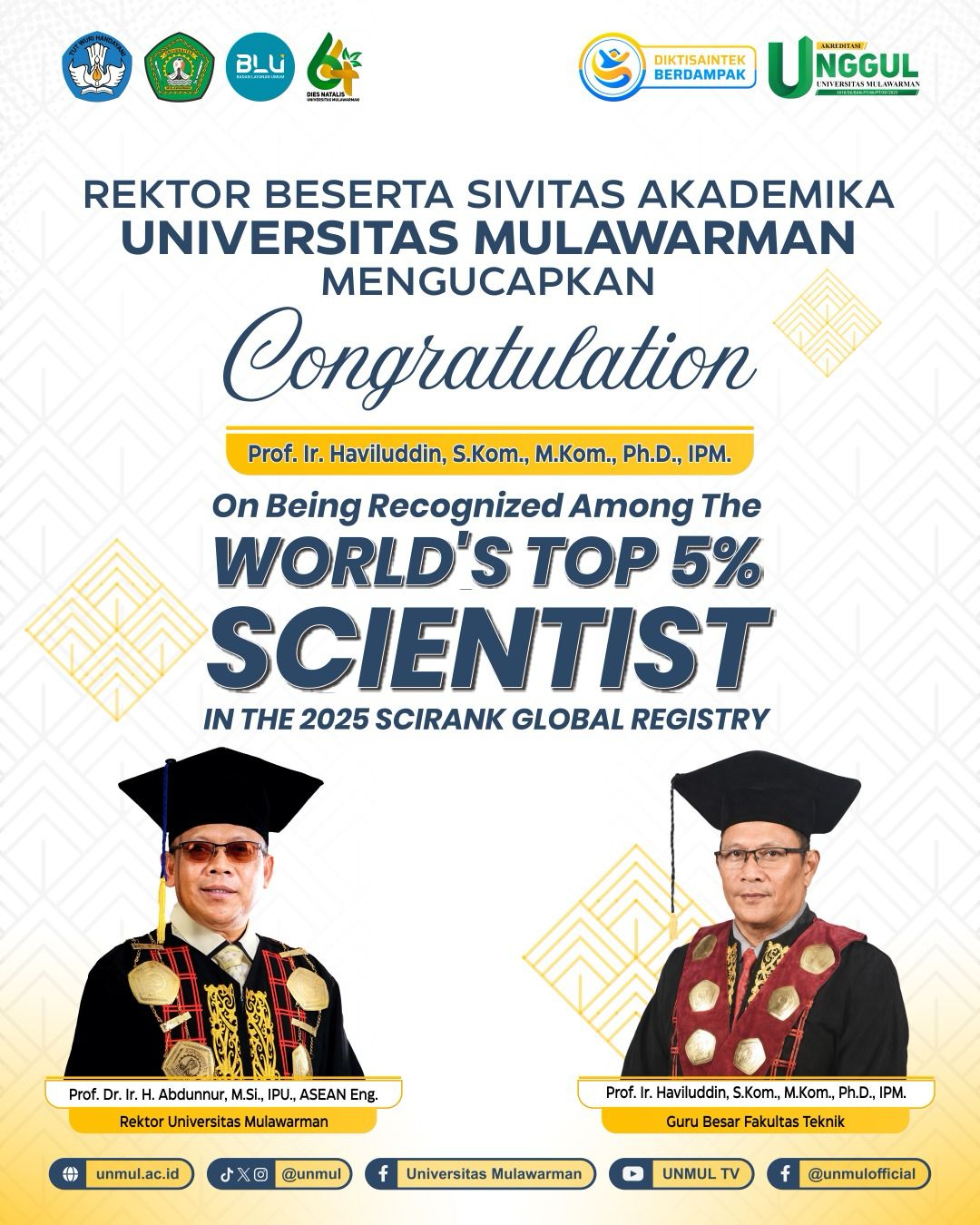 Cover Universitas Mulawarman Sampaikan Apresiasi atas Prestasi Prof. Ir. Haviluddin, S.Kom., M.Kom., Ph.D., IPM. sebagai Ilmuwan Top Dunia